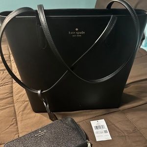 Authentic Kate spade tote with black glitter authentic KS walleta